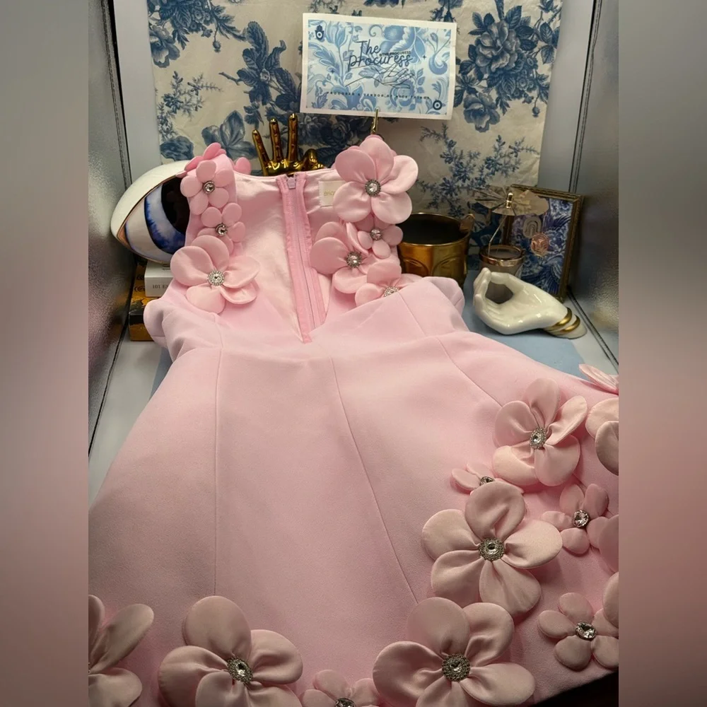 🆕 BRONX & BANCO 🧿 NWOT Estelle Floral Mini Dress, Blush Pink - Sz M US 6 - Picture 13 of 17